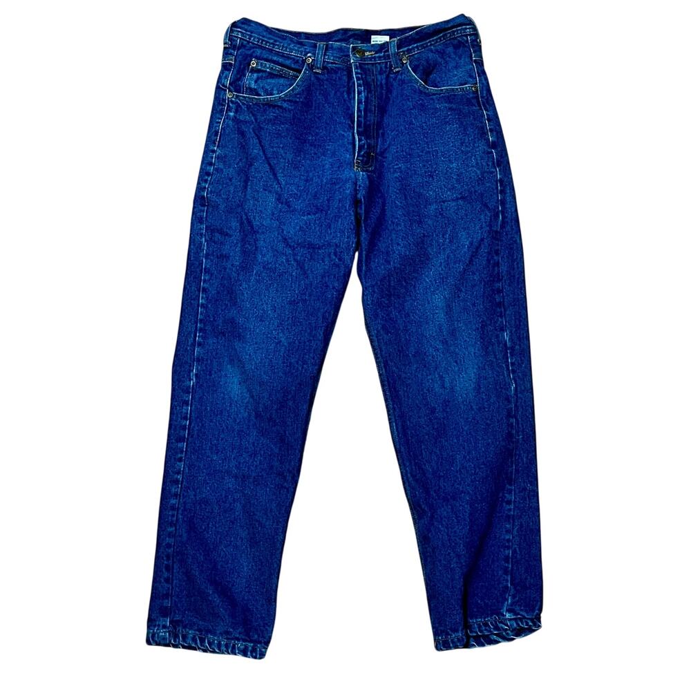 Flannel-Lined Key Denim Blue Jeans Straight Mens W33 L30 100% Cotton Heavyweight